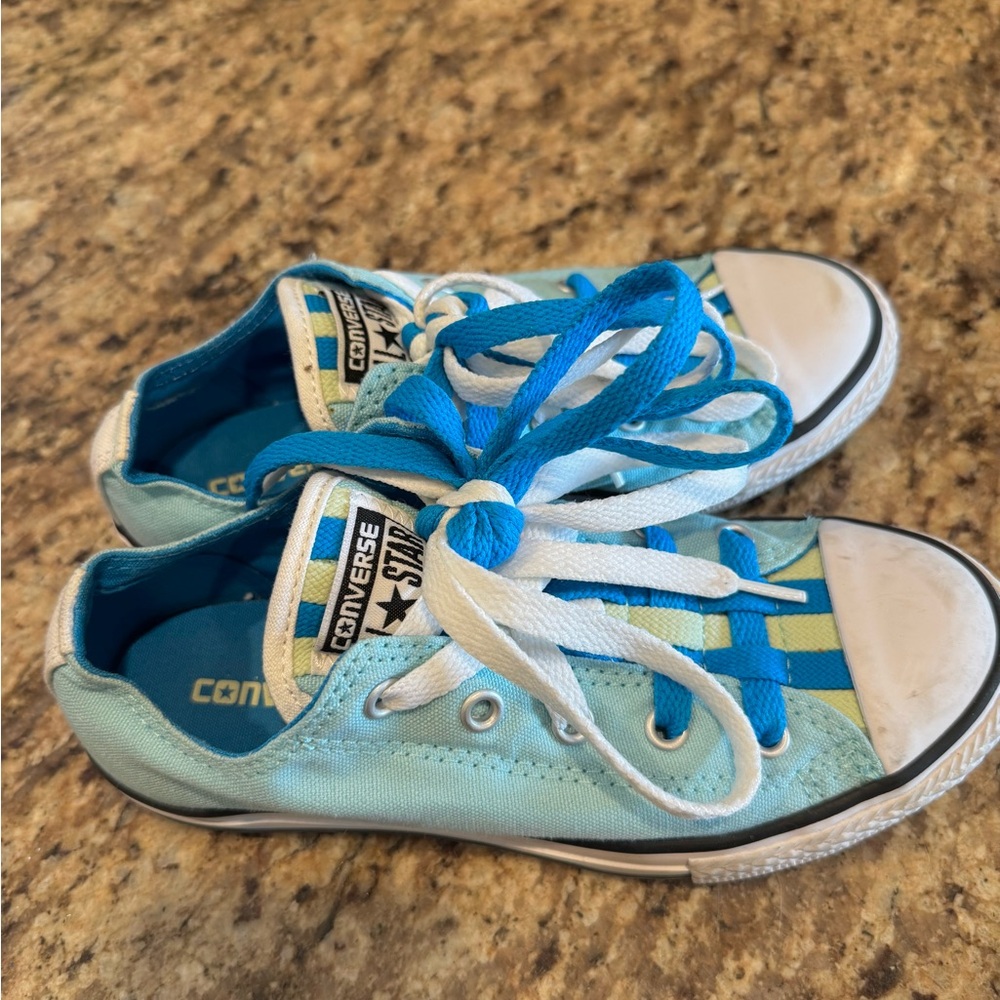 Converse Kids Chuck Taylor Aqua and White Sneakers
